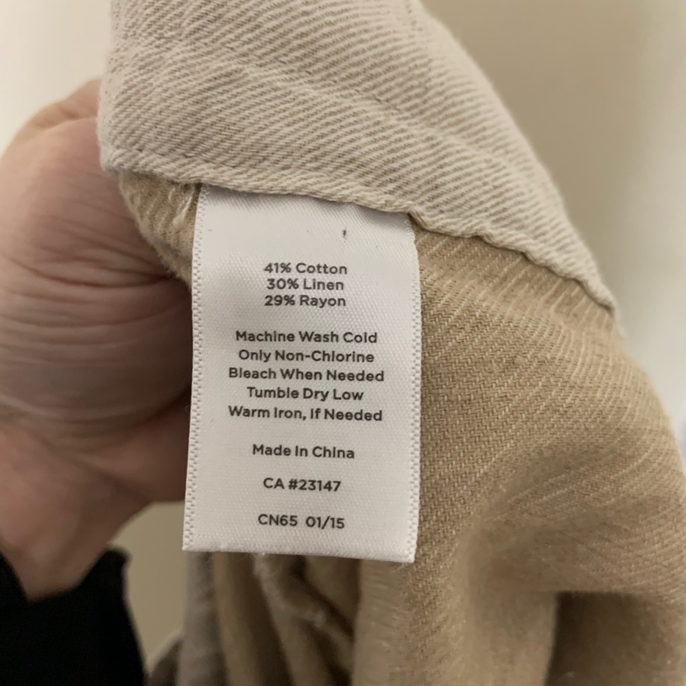 Talbots Tan Straight Leg Linen Pants - Picture 5 of 5